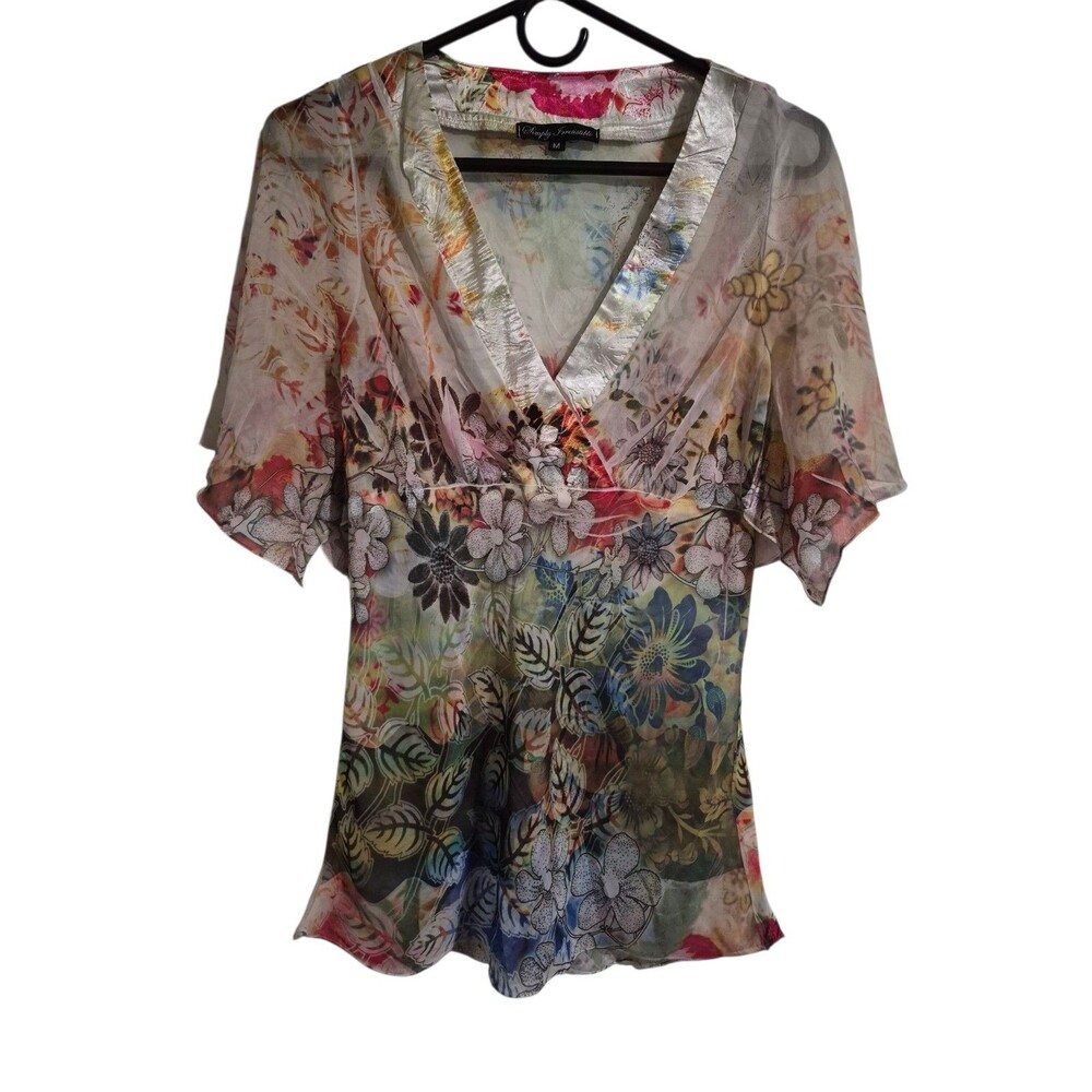 VTG Simply Irresistible M Fairy Baby Doll Top Sheer Flutter Cottage USA 90's